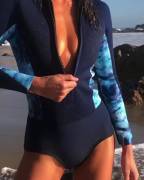 Slow-Mo Zipping Up Her Wetsuit