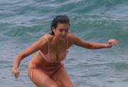 Nina Dobrev Bikini Areola Spilling Out