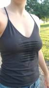 I love letting my titties out in the park! Those joggers didn't suspect a thing 