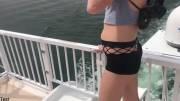 haley reed pissing off a boat in public