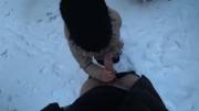 Hot and Fast Oral CREAMPIE in the Frosty Forest
