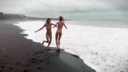 Clover and girlfriend naked on the beach