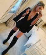 Thigh-high boots and an LBD are a hot combination