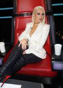 Christina Aguilera looking laid back in thigh high boots