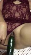 Horny girlfriend and cucumber