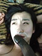 Face fucked and covered by black cock