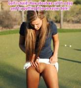 She gets frustrated playing golf [upskirt] [exhibitionism]