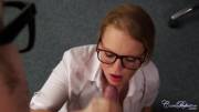 Redhead earns a messy bespectacled facial