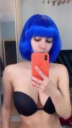 Blue wig and a Bra (GIF)