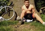 Hot English lad Cameron Donald wanking outdoors after a bike ride