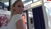 Lucy Cat fucks and leaves creampie in a public photo booth