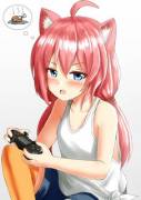 Gamer cat girls have to eat too