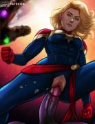 Captain Marvel taking down Thanos (pumpkinsinclair/PumpS)