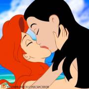 Mulan and Ariel Kiss :3