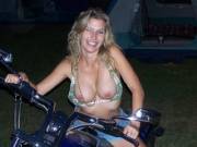 Beads, Boobs, A Bike, And A Blonde...PERFECT!!
