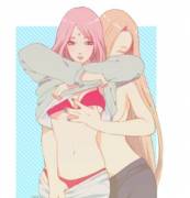 Ino helping Sakura undress