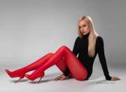 Evgenia Taranukhina in red tights by Alex Taranukhin