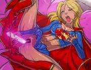 Supergirl heroically masturbates with dangerous pink kryptonite