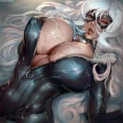 Black Cat gets webbed (cutesexyrobutts)