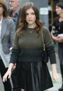 Anna Kendrick wearing a leather skirt