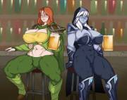 Windranger and Drow at the tavern (Lewdreaper)