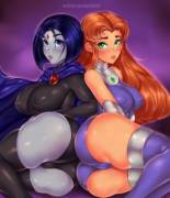 Raven and Starfire (Ange1Witch) [Teen Titans, DC Comics]