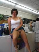 Beautiful smile, saggy tits, puffy pussy, mommy hair and she's doing laundry :) Total Milf