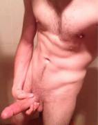 Drunk, horny, and showering.
