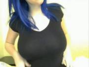 Blue hair and big tits
