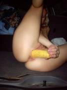 Pussy on the corn on the cob