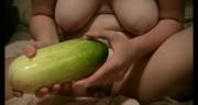 The cucumber was so wide I had to sit on it to [F]orce it in (Vid coming next week)