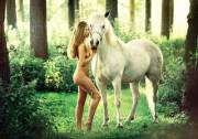 With her white horse