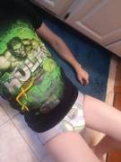 Matching shirt and diaper! The Hulk is the best superhero!