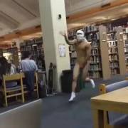 Naked backflip in the library