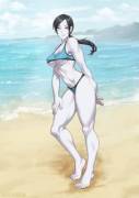 Wii fit trainer underoppai at the beach