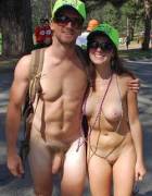 Nudist couple, lovely couple in the park