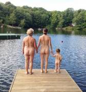 Nudist family, three generations
