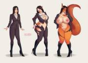 Busting out of Work Attire [F Human → F Squirrel][Breast Expansion] by arzarin