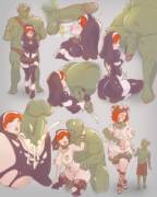 Redhead Nun is Happily Bred by an Orc [F Wholesome Corruption; Pregnant Age Progression] - blackingyourwaifu