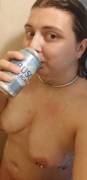 [34F]Nothing better then a cold beer in a hot shower 