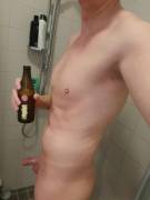 Enjoying a hot shower and a cold IPA after a shitty day