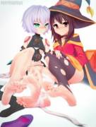 Jack the Ripper from Fate Apocrypha/FGO and Megumin from Konosuba show their soles