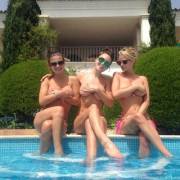 Trio of Girls by the Pool