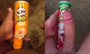 Pringles cans vs my dick and a tad bit bigger dick