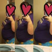 During water bloat - almost couldn't fit my belly in the last frame 