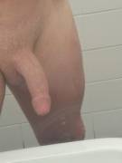 At work looking at my cock in the mirror. Wish I could suck it