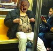 Bilbo enjoying his ride on the subway