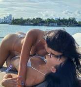 Kissing in bikinis