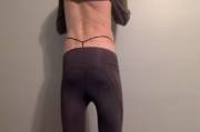 g-string in yoga pants (sorry about the bush)