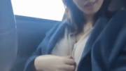[GIF] Fantastic Road Trip Tits and With a Side of Pussy Play - Long Perky Nipples on Great Firm Tits